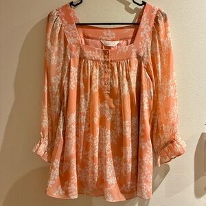 LC Lauren Conrad Coral Floral Blouse